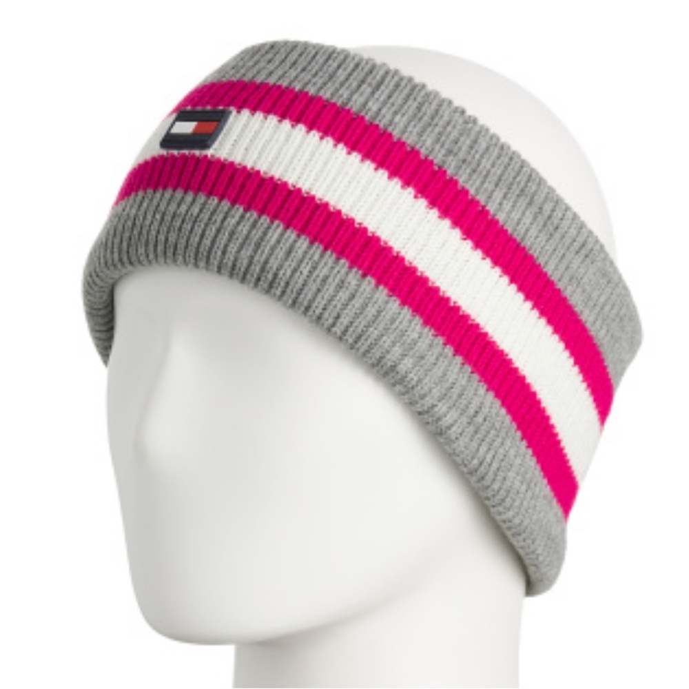 Tommy Hilfiger Striped Ribbed Headband With Flag Patch
